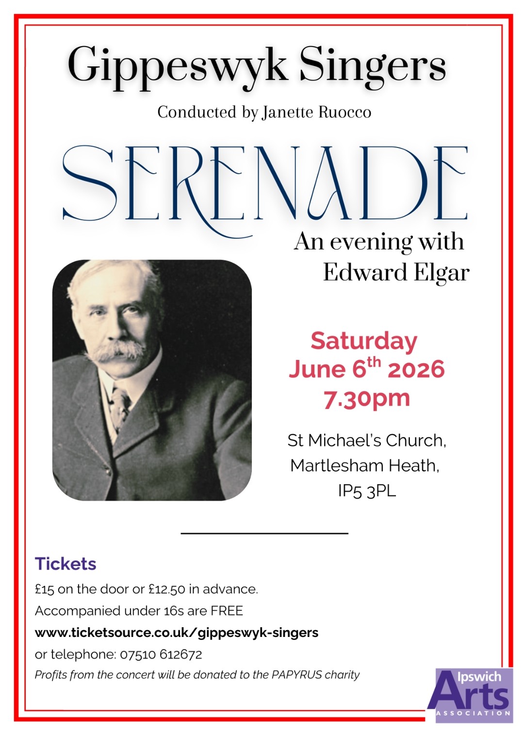 Serenade: An evening with Edward Elgar, Saturday 6th June 2026 7.30pm